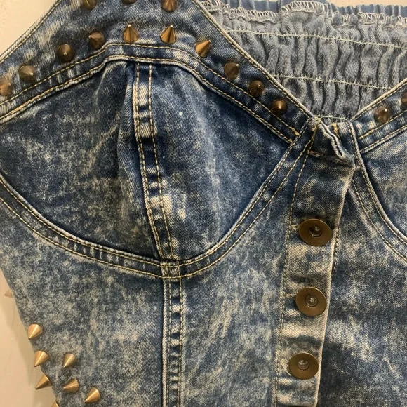 Rhinestone, jean crop top - Picture 7 of 9